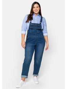 sheego Damen Große Größen Jeans-Latzhose in Latzform aus elastischem Baumwollmix Stretch-Jeans Freizeitmode trendig - unifarben