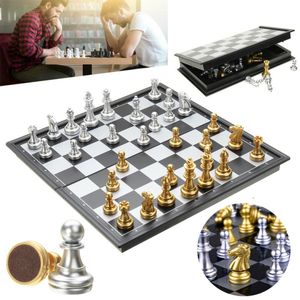 Schachspiel 2 in 1 Schach magnetisch Metall Schachfiguren + Schachbrett klappbar