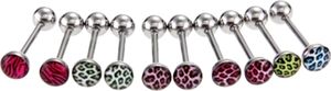10 Teile/satz Frauen Leopardenmuster Bar Zunge Lippe Nabel Ring Körper Piercing Schmuck-10pcs