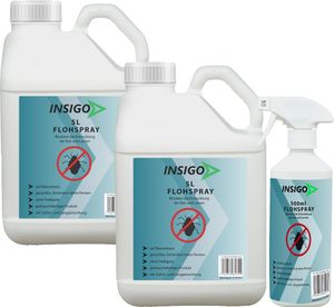 INSIGO 2x5L + 500ml Anti-Flohspray, Mittel gegen Flöhe, Flohschutz, Katzenfloh, Hundefloh, Insektenschutz, gegen Ungeziefer & Parasiten, Innen & Außen