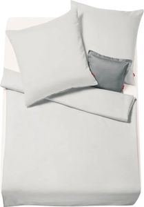 Fleuresse gewebte Flanell Uni Bettwäsche Lech grau 155x200 cm + 80x80 cm
