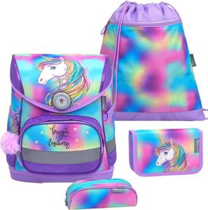 Belmil Compact ergonomisches Schulranzen-Set 4-teilig "Rainbow Color" mit Brustgurt, Magnetverschluss
