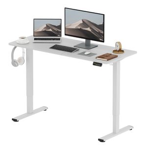 SANODESK Elektrischer Höhenverstellbarer Schreibtisch 140 x 60 cm, Ergonomischer Tischplatte, Steh-Sitz Tisch Computertisch, einfache Montage (weiß)
