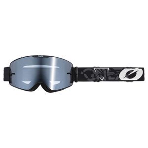 O'Neal Brille, Moto Crossbrille - B-20 Goggle STRAIN V.22 - Schwarz Grau Weiß, Linse Silber verspiegelt, Anti-Kratzbeschichtung und -Reflexionsbeschichtung, 100% UVA/B/C-Schutz