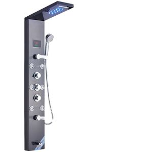 Sprchový systém LED, design, masážní funkce SPA, 8009 černá