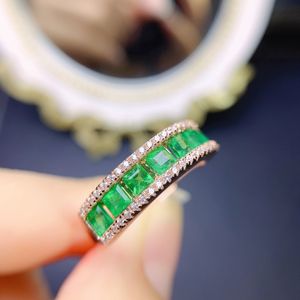 S925 Sterling Silber Natürlicher Smaragd Ring Charm Smaragd Weibliche Hochzeit Geburtsstein Braut Verlobungsschmuck