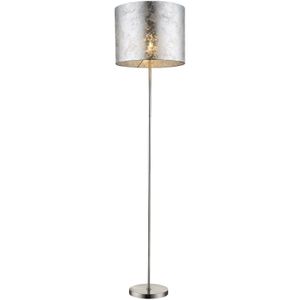 Design Stehlampe AMY mit Stoffschirm silberfarbig, Höhe 160cm