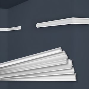 MARBET DESIGN Stuckleisten XPS Styropor weiß - Wandleisten Wandvertäfelung Flachleisten E-Leisten - (20 Meter / 10 Leisten E-27)