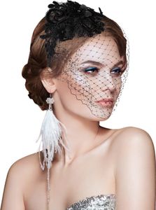 Vintage Schleier Spitze Tiara Fascinators 20er 50er Kopfschmuck Blume Federkleid Fascinator Schwarzer Zylinder Hut Teeparty Cocktail Schleier Party H¡§?te Halloween Haarschmuck Kost¡§?m Damen M?dchen