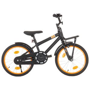 vidaXL Detský bicykel s predným nosičom 18 palcov čierno-oranžový