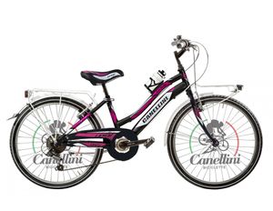 Dievča bicykel Horský Canellini LINCY 24" - 6 rýchlostí - Čierna/Fuchsiová