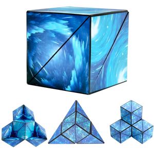 3D-Puzzle-Würfel,Zauberwürfel,Infinity Cube, Magic Cube,Transforming Cubes, Beliebtes Wissenschaftsspielzeug Magic Star Cubes,Lernspielzeug für Kinder(Blau)
