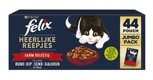 Felix Delicious Strips Katzenfutter 44 x 80 g Geschmacksvariation des Landes