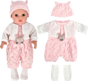 Puppenkleidung 43-48 cm, Puppenkleidung für Baby Puppen, Puppenkleider Set, Baby Puppenkleidung, Puppenzubehör mit Baby Langarm Bodys, Mütze, Socken