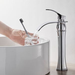 Hoch Waschtischarmatur Wasserfall Wasserhahn Bad Waschbecken Armatur Einhandmischer Mischbatterie Chrom