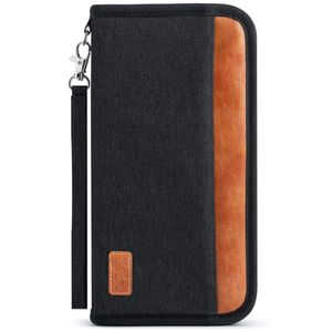 Reisepass Tasche Familie Reiseorganizer mit RFID-Blocker, Tragbare Reisepasshülle Ausweistasche für Damen und Herren, Schwarz
