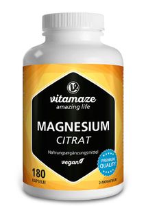 Magnesiumcitrat 360 mg Tagesdosis, 180 vegane Kapseln