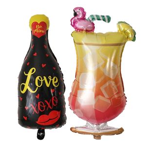 Folienballon Cocktail Glas und Flasche, Love xoxo, ca. 90 cm