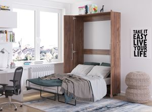 Nástenná posteľ Nástenná posteľ TEDDY 120x200 Craft Tobacco Oak Vertikálna nástenná rozkladacia posteľ, rozkladacia skriňová posteľ, skriňa s integrovanou rozkladacou posteľou, funkčná posteľ vrátane lamelového roštu