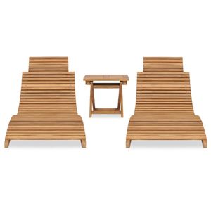 vidaXL 3-tlg. Garten-Lounge-Set Klappbar Massivholz Teak