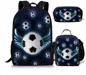 Fußball Druck Schultasche 3 teile/satz Cartoon Schultaschen für Mädchen Rucksack Kind Bookbag für Studenten Fußball Druck Schultasche 3 teile/satz Cartoon Schultaschen für Mädchen Rucksack Kind Bookbag für Studenten