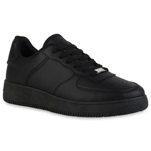 VAN HILL Herren Sneaker Low Profil-Sohle Bequeme Schnür-Schuhe 840416, Farbe: Schwarz, Größe: 43