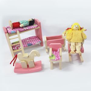 Holzmöbel Puppenhaus Miniatur Menschen Familienzimmer Set Geschenke Kinder Spielzeug