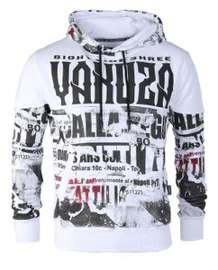 Yakuza Herren Wallpaper Hoodie KapuzenPullover Sweater HZB 18006, Grösse:5XL, Farbe:Weiß