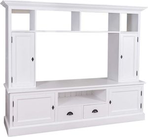 Casa Padrino Landhausstil Wohnzimmer Fernsehschrank Weiß 207 x 46 x H. 166 cm - Landhausstil Wohnzimmermöbel