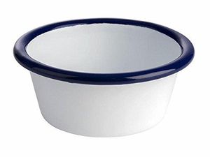 APS Schale ENAMELWARE aus emailliertem Stahlblech Weiß / Blau Kapazität: 80 ml