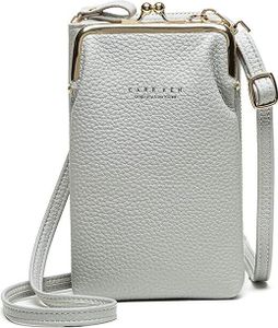 Kleine Umhängetasche Damen Kunstleder Crossbody Schultertasche Handtasche Geldbörse Handytasche - OPUBAG Grau