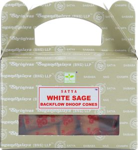 Rückfluss Räucherkegel für den Wasserfall Effekt, 24 handgerollte Kegel aus Indien für Entspannung und Meditation, auch im 3er Set (Weißer Salbei)
