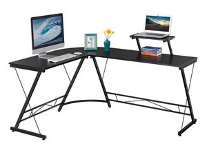 Yaheetech L-Förmiger Schreibtisch mit beweglichem Monitorständer Eckschreibtisch für Gaming/Wohnzimmer/Büro