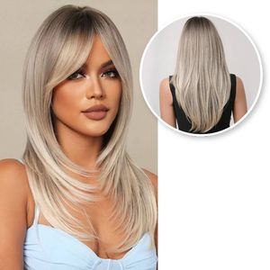 SassyGoods® Platinum Blonde Paruka s vrstvami - Paruky Dámské dlouhé vlasy - Paruka - Lze prát - 70 cm