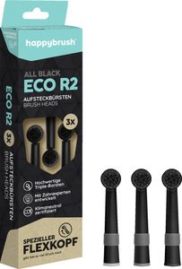 happybrush Aufsteckbürsten ECO R2 all black, 3 St