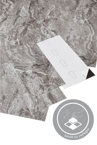 Vinylfliesen selbstklebend - Vinylboden Fliesen Marmoroptik Grau - Marmor- und Steinoptik - Stärke 1,5 mm - 30,48 x 60,96 cm - 24 Fliesen - 4,46 m²