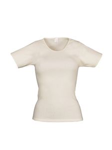 wobera Angora Damen-Unterhemd mit halbem Arm oder T-Shirt mit 40% Angora und 60% Baumwolle (Gr. M, Farbe: naturweiß)