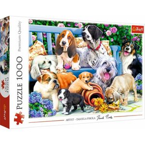 Puzzle 1000 Teile Hunde im Garten