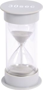 EDUPLAY 120437 Klepsydra 30 sekund, plastikowa, Ø 6,5 x 12 cm wysokości, jasnoszara