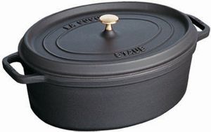 Staub La Cocotte Bräter Topf 37 cm oval Schwarz Gusseisen  Für alle Herdarten i
