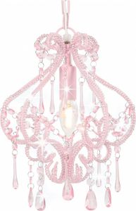 Deckenleuchte 24 x 32 cm rund mit Perlen rosa und exquisit 230V