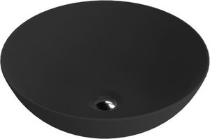 LAVITA Aufsatzwaschtisch Rosa Black | Aufsatzwaschbecken Rund | Waschbecken Ohne Überlauf und Hahnloch | Aus hochwertigem Porzellan | Waschtisch | 40x40x13,5 cm | Schwarz