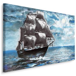 Fabelhafte Canvas LEINWAND BILDER 70x50 cm XXL Kunstdruck Meer Schiff Sonne Himmel