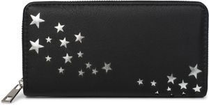 styleBREAKER Damen Portemonnaie mit Metallic Stern Cut-Outs, Reißverschluss, Geldbörse 02040115, Farbe:Schwarz