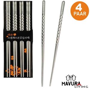 MLIVING Essstäbchen Chopsticks Chinesische Japanische Edelstahl Stäbchen 4paar