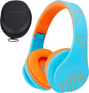 PowerLocus KinderKopfhörer Bluetooth mit 85dB Lautstärkebegrenzung, Faltbar mit Tragetasche, Kopfhörer Over Ear Kabellose und Kabel mit Mikrofon