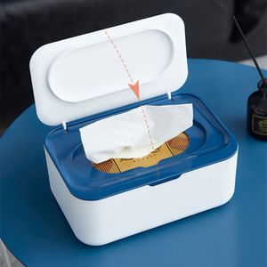 Tissue Aufbewahrungsbox Feuchttücherbox Tuchbox Tuchspender mit Deckel, Taschentuchspender, Weiß+Blau, Kosmetiktücherbox