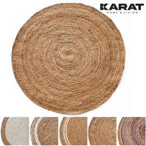 Jute-Teppich Surat Rund Handgewebt aus Naturfasern robust & reißfest 120 x 120 cm