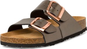 Tamaris mule damskie dwa paski klamra skórzana wkładka 1-27503-42, Rozmiar:39 EU, Kolor:Szary