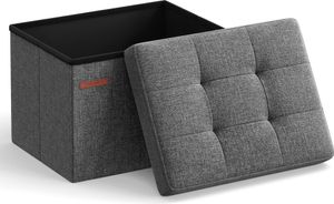 SONGMICS 41 cm Sitzbank mit Stauraum, klappbare Sitztruhe, Aufbewahrungsbox, Fußbank, dunkelgrau LSF102G01